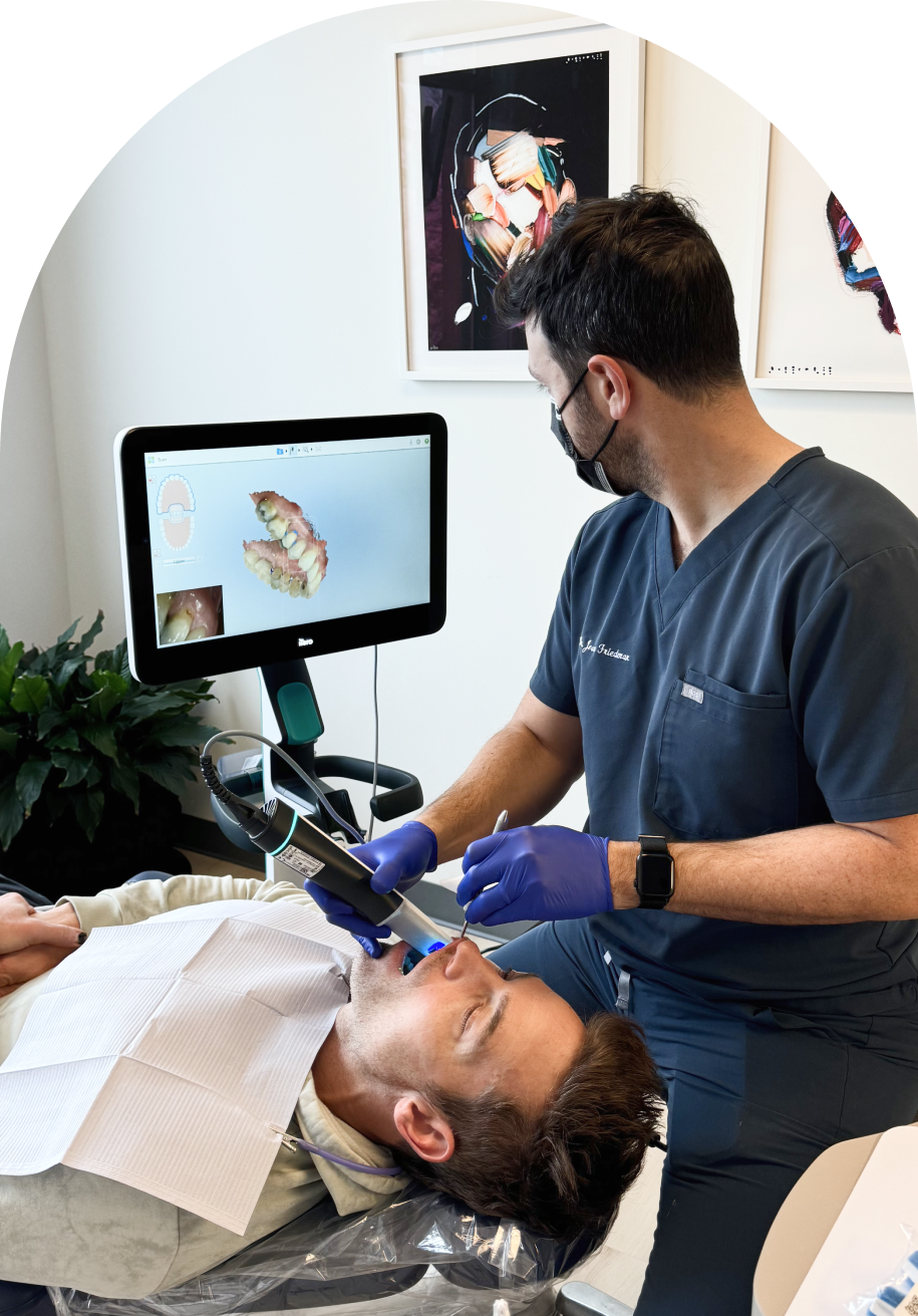 Dentist working on patient